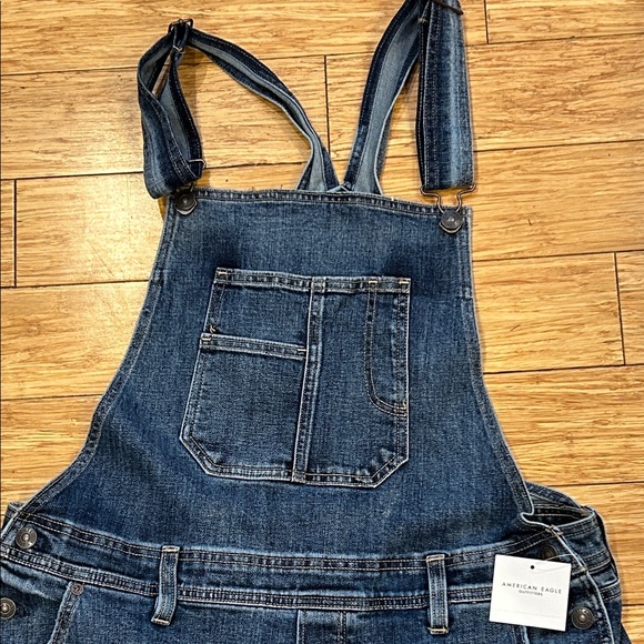 American Eagle Stovepipe Stretch Women's Normcore Blue Denim Overalls Women’s L - Picture 3 of 10